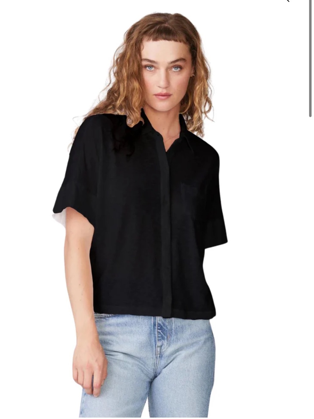NWT Stateside Slub S/S Pocket Shirt Black. size Small